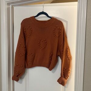 Glam Orange Heart Knit Sweater